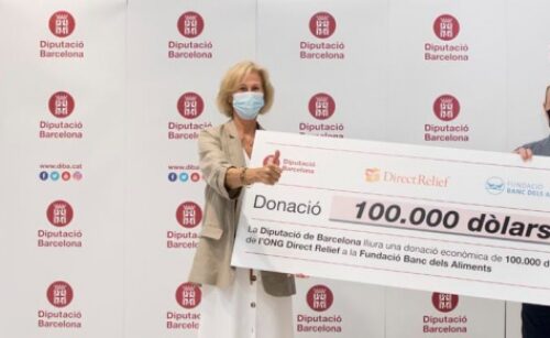 La Diputació de Barcelona fa entrega d’una donació econòmica de 100.000 dòlars de l’ONG Direct Relief a la Fundació Banc dels Aliments