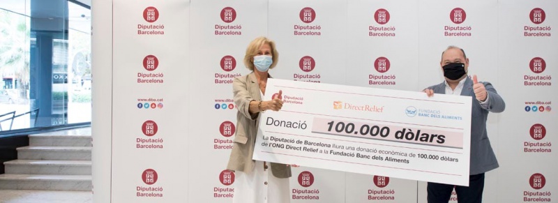 La Diputació de Barcelona fa entrega d’una donació econòmica de 100.000 dòlars de l’ONG Direct Relief a la Fundació Banc dels Aliments